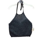 Arizona Black Crochet Knit Halter Crop Top Summer Beach Boho Festival Wear Large