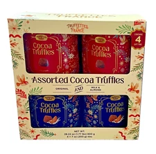Gift Box of 4 Chocmod Truffettes de France Assorted Cocoa Truffles, 7 Ounce each
