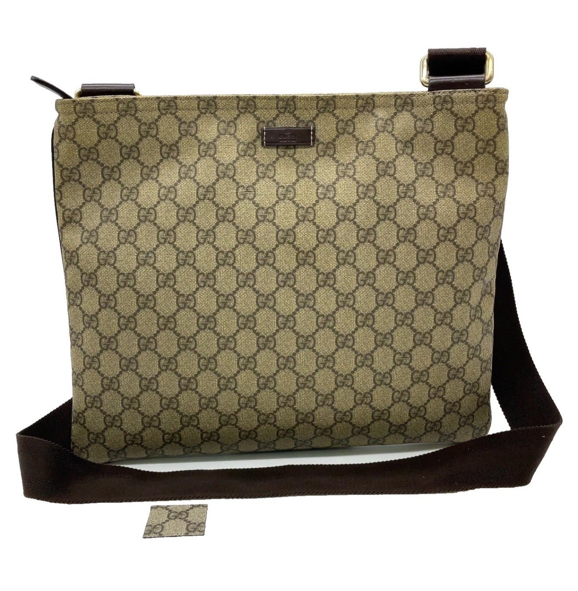 Auth Gucci GG Supreme PVC Leather Brown Messenger Bag | eBay