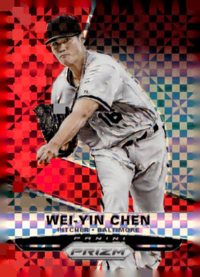 2015 Panini Prizm Prizms Red Power #145 Wei-Yin Chen SERIAL # 112/125