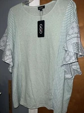 GiGio Colorblock Boutique Shirt Size M New Green