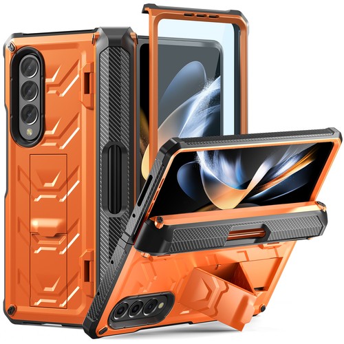 For Samsung Galaxy Z Fold 5 & 4 3 Hinge Armor Shockproof KickStand case+Pen Slot - Picture 11 of 27