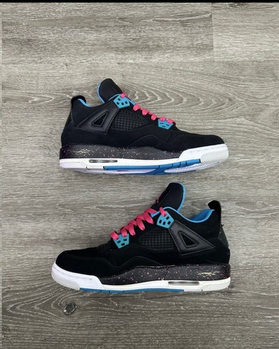 Air Jordan 4 Retro "Black Vivid Pink Dynamic Blue" (GS) **GEBRAUCHT** OHNE BOX - Bild 2 von 8