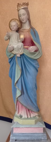 Madonna Mayersche Kunstanstalt um 1870 122 cm originale Fassung Kirchenfigur - Bild 2 von 19