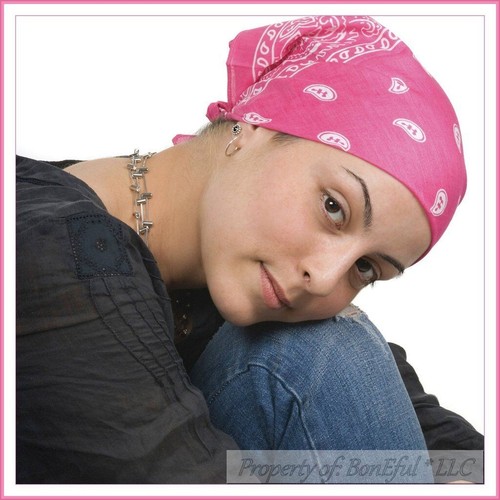 BonEful Fabric Cotton Quilt Panel Block Square Pink White Breast Cancer Bandana - Picture 5 of 14