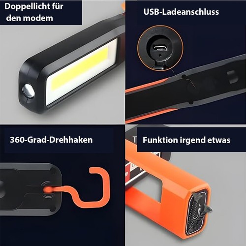 COB LED KFZ Arbeitsleuchte Akku Werkstattlampe Handlampe mit Magnet Stablampe 2x - Bild 11 von 16