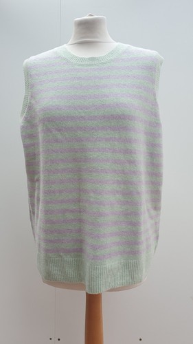 Denim & Co QVC Mint & Lilac Striped Sweater Vest jumper size large brand new dcb