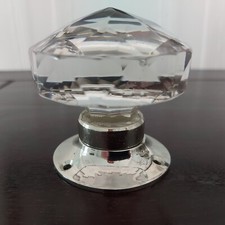 1 USED LAURA ASHLEY FACETED CLEAR GLASS CHROME DOOR KNOB HEAVY 339g PRICE EACH 