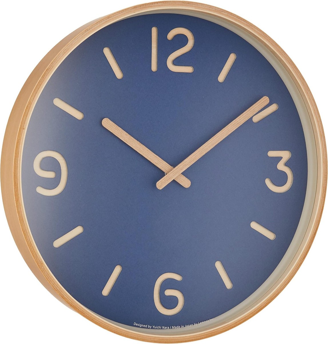 Lemnos Thomson Paper Wall Clock Blue Indigo Natural Color Wood