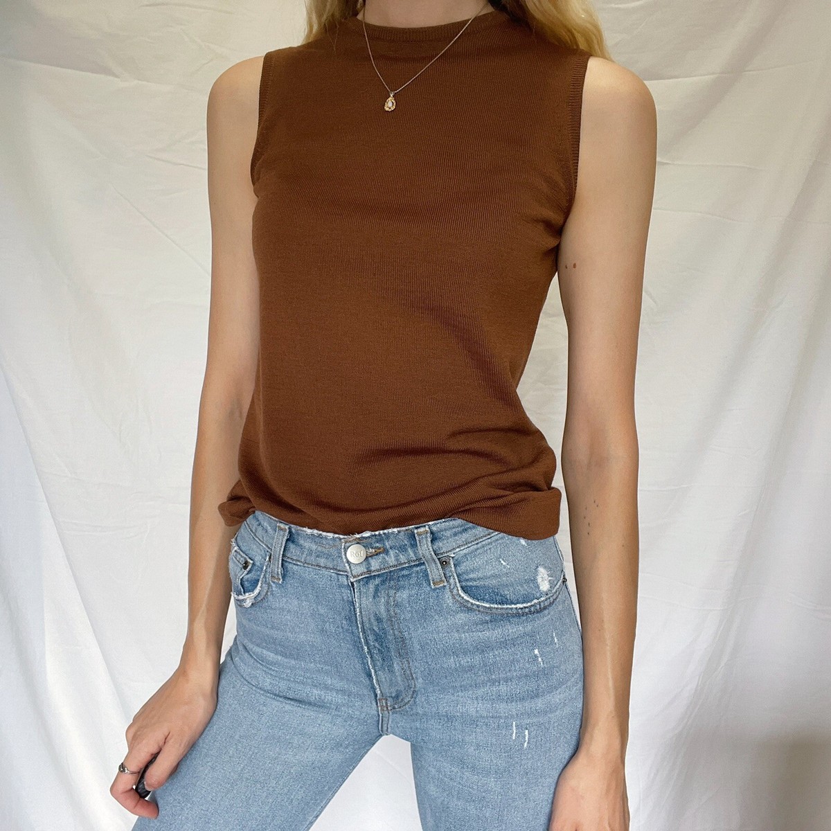 Vintage 60s/70s Hermes Paris brown knit top and cardigan 2 Vintage 60s/70s Hermes Paris brown knit top and cardigan 2