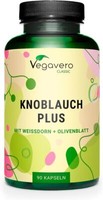 Vegavero Knoblauch Plus | 90 Kapseln | Mit WeißDorn & Olivenblatt Extrakt