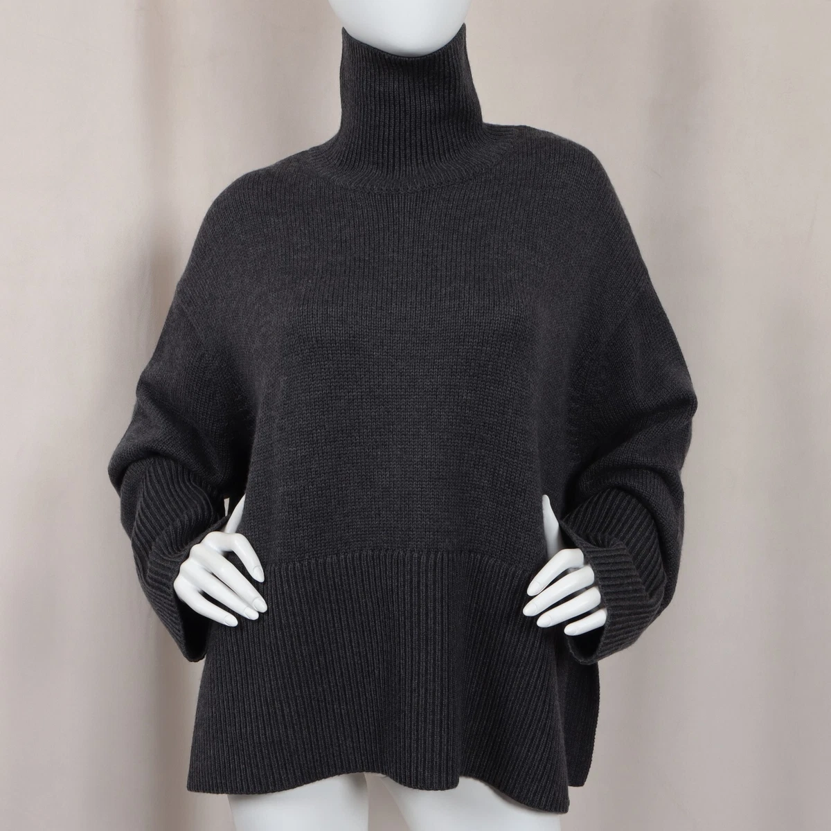 Grey cotton turtleneck top