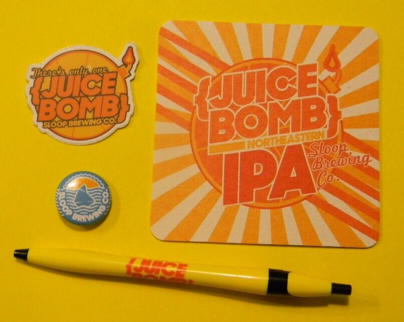 NEW SLOOP BREWING BEER PEN PIN PINBACK COASTER STICKER LOT E. FISHKILL NEW YORK