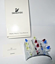 Swarovski Crystal SCS 9 Tulips and Display Base Red Yellow Blue MINT + Box