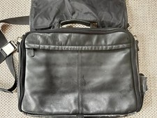 VINTAGE Leather GAP Cross Body Messenger Laptop Book Bag Black Shoulder Strap