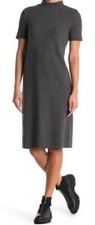 NWT~ FOR THE REPUBLIC Mock Neck Dark Grey Heather MIDI DRESS Sweater size XS