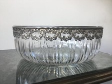 Antique Baccarat Cut Crystal Sterling Silver Minerva Salad Bowl French 19th C 