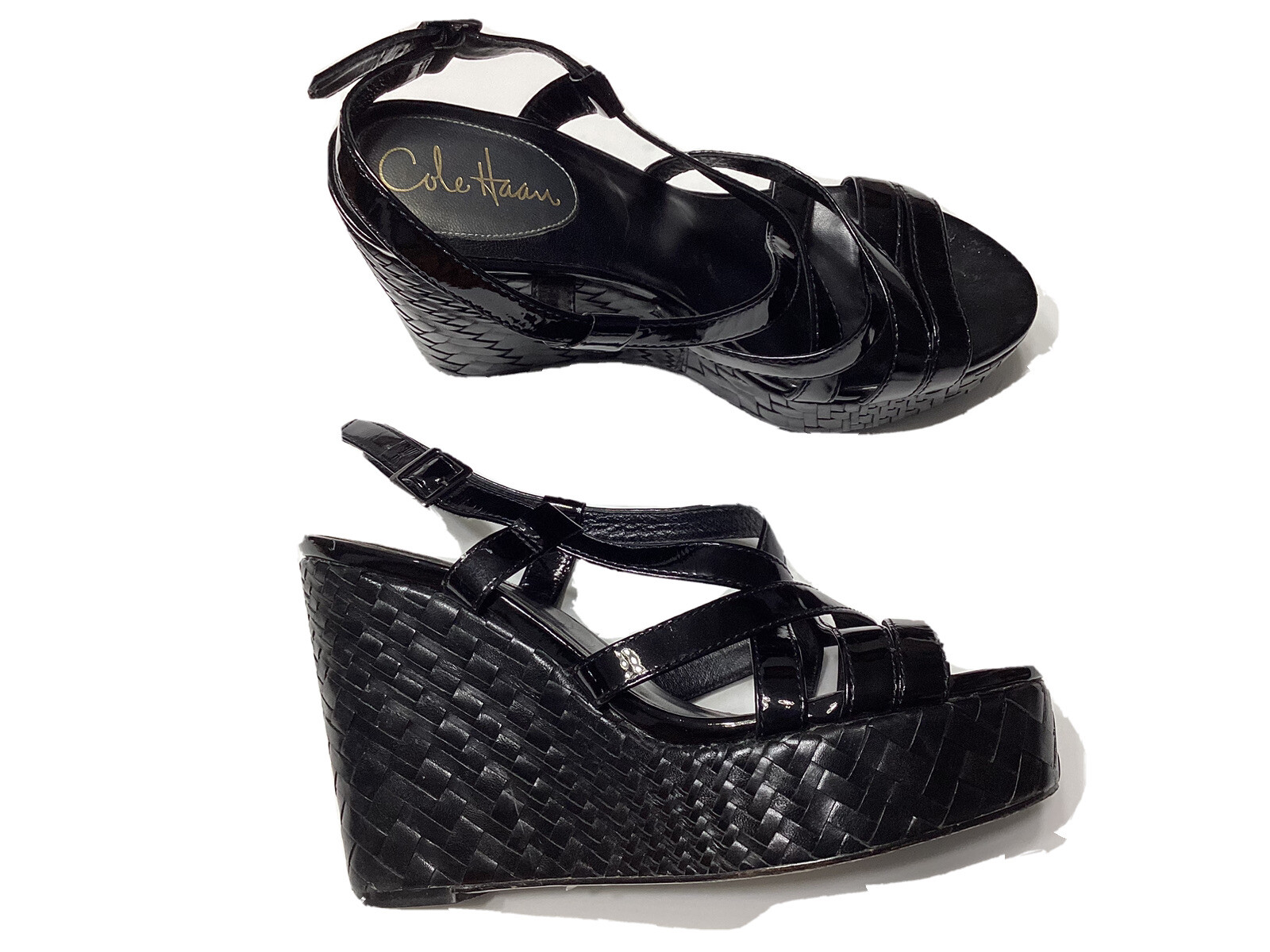 SAINT LAURENT *Sandali Cole Haan taglia 8 5 B zeppa pelle verniciata usati in ottime condizioni