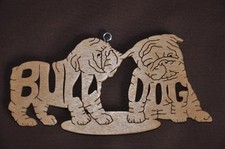 English Bulldog Puppies Bull Dog Wood Toy Dog Christmas Ornament Gift Tag
