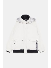 Zara Ecru White Recycled Capsule Puffer Bomber Jacket Size L-xl, Uk12-14-16