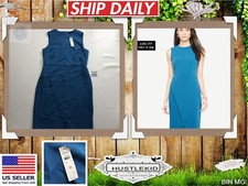 New ANN TAYLOR Asymmetric Sheath Dress In Amalfi Blue Women Size 14 NWT🔥MH