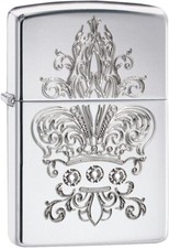 Zippo Fleur-de-lis Crown with Swarovski Crystals High Polish Chrome 28805