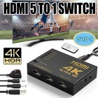 HDMI Switch 4K 5 Port Splitter HUB With IR Remote Auto HDMI Switcher 5 In 1 Out