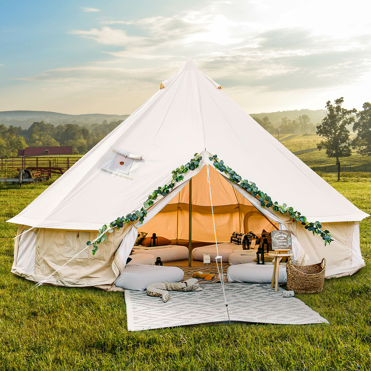 SYNTHACY Regatta Canvas Bell Tent - Four Season Outdoor SYNTHACY Regatta Canvas Bell Tent - Four Season Outdoor