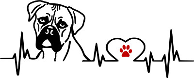 Boxer Dog Heartbeat - 6.5'' Black Vinyl Decal Car Auto Truck Window Wall Laptop