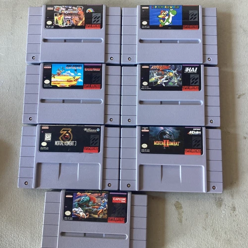 Nintendo SNES Game Cartridges - Street fighter ,mortal kombat ,Super mario word