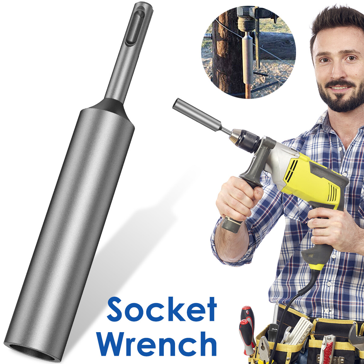 Earth Stake Hammer Drill Ground Rod Driver Grounding Converter Tool Rod