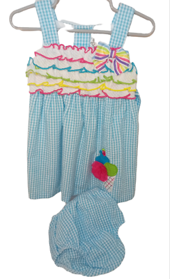 infant blue gingham dress Blake main image 0