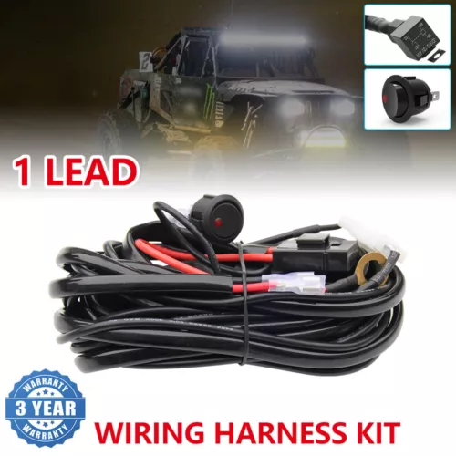 Wiring Harness Kit ON-OFF Rocker Switch Relay LED Work Light Pods Bar 12v 24v - Foto 2 di 14