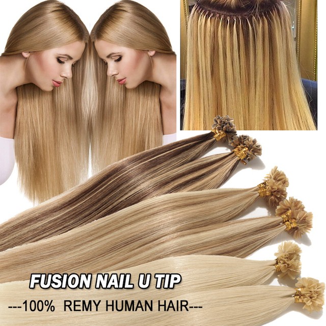 16"24"100S Pre Bonded Keratin Fusion Nail U Tip Human Hair Extensions