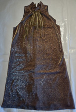 Women's Sequence Sleeveless Dress Halston Heritage Gold Shimmer Size Small