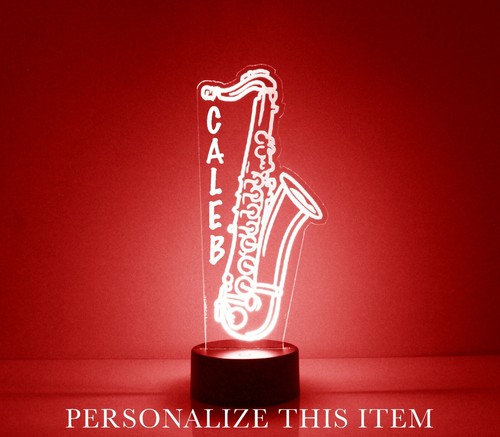 Saxophone Personalized LED Night Light, 16 Colors with Remote, Musician Lamp - Picture 5 of 10