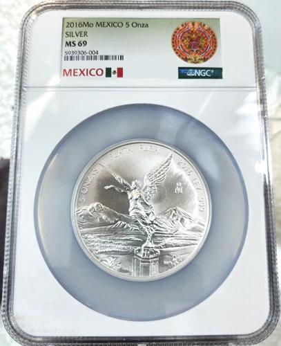 2016 MEXICO SILVER LIBERTAD 5 ONZA NGC MS 69 RARE BEAUTIFUL GEM COIN