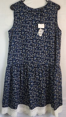 Leo & Ugo NWT Womens Beautiful Tank Fit & Flare Dress Size 3 Navy & Floral, $95
