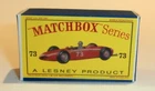 Matchbox Lesney No 73  Ferrari F1 Racing Car Repro Empty Box D style