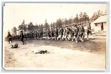 c1910's WWI Uniform Military Soldier Marching Camp RPPC Photo Antique Postcard