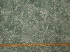 Waverly DAMASK SARONG EVERGREEN Green Beige Abstract Floral Drapery Uph Fabric