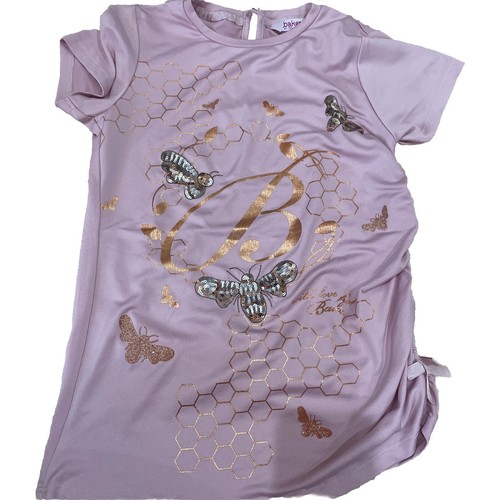 NWOT Ted Baker Girls Embroidery Sequins Ruched Bow 9-10 T-shirt Top