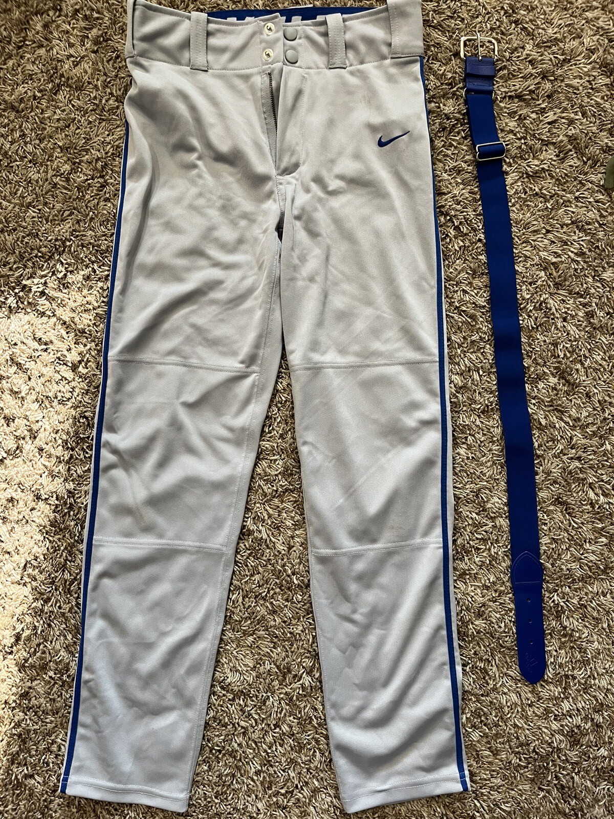 Nike Baseball Pants Adult Large Gray/ Blue Swingman DriFit Mens With