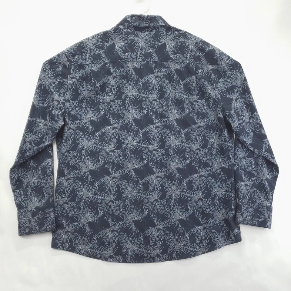 Vince Camuto Shirt Men XL Blue White Floral Stretch Flip Cuffs Button-Up Classic - Image 2 of 4