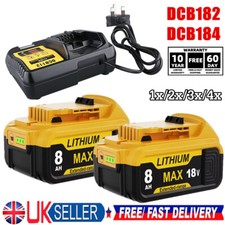 For DEWALT DCB184 18V 8.0Ah XR 18VOLT Li-ion Slide Battery DCB200 DCB182/CHARGER