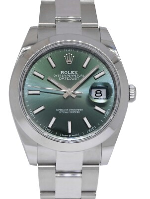 NEW Rolex Datejust 41 Steel Mint Green Dial Mens Oyster Watch B/P '25 126300