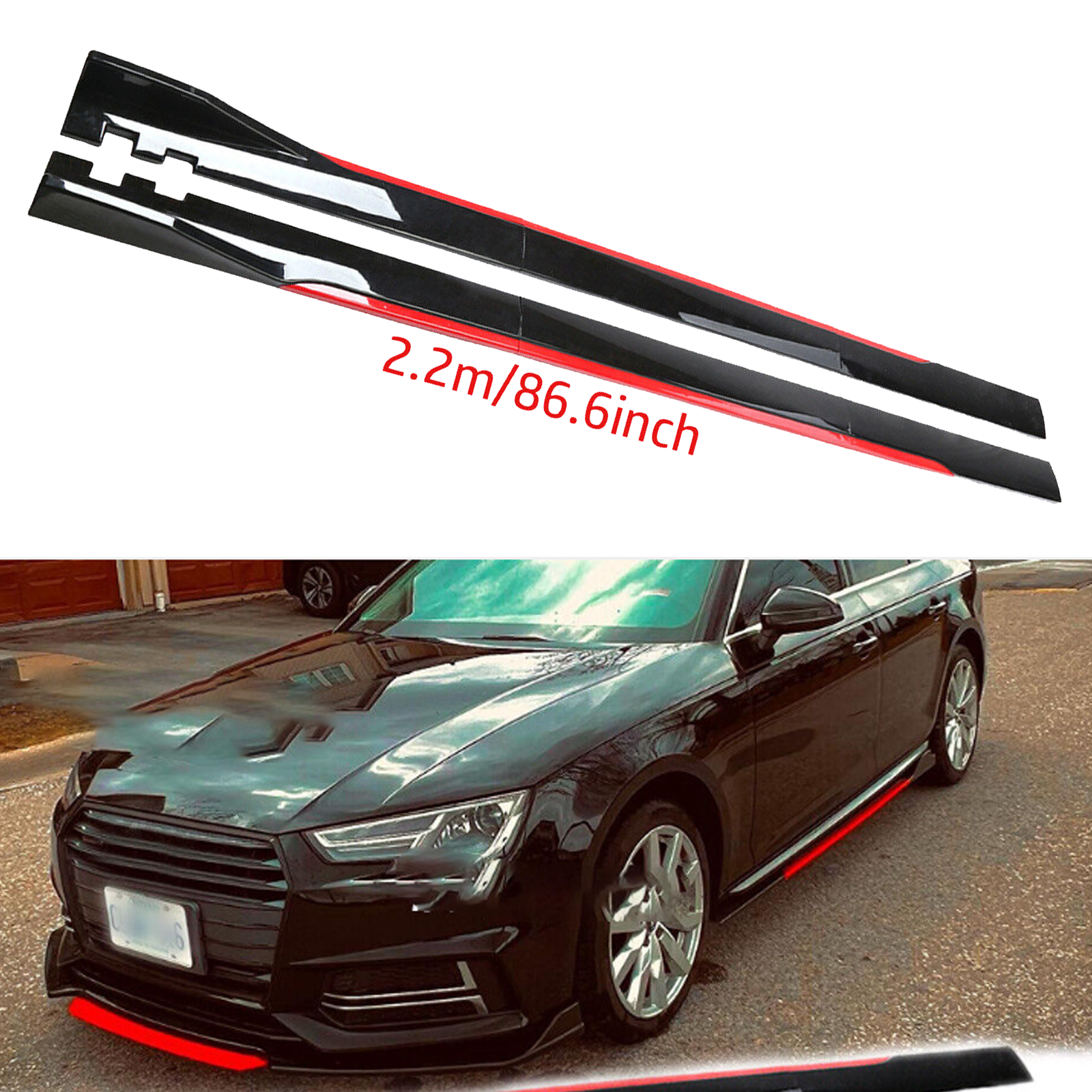 For Audi A4 B9 S4 Sedan Side Skirt Extension Body Kit Splitter Spoiler Glossy B