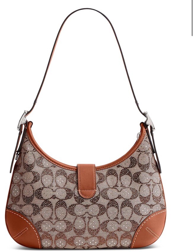 ❤️ Coach Hamptons Hobo Silver/Burnished Amber Bag In Crystal