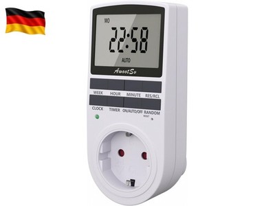 Digital Timer Socket with LCD Display 24 Hours/Week Indoor Plug in Electric