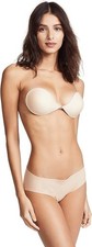 NuBra L398 Feather Lite Push Up Plunge Adhesive Bra, Nude, Cup E
